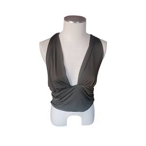 deep vee neck  top dark green new with tags cruise express beach